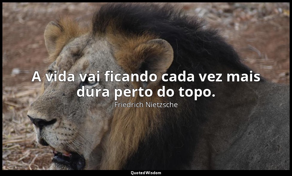 A vida vai ficando cada vez mais dura perto do topo. — Friedrich Nietzsche