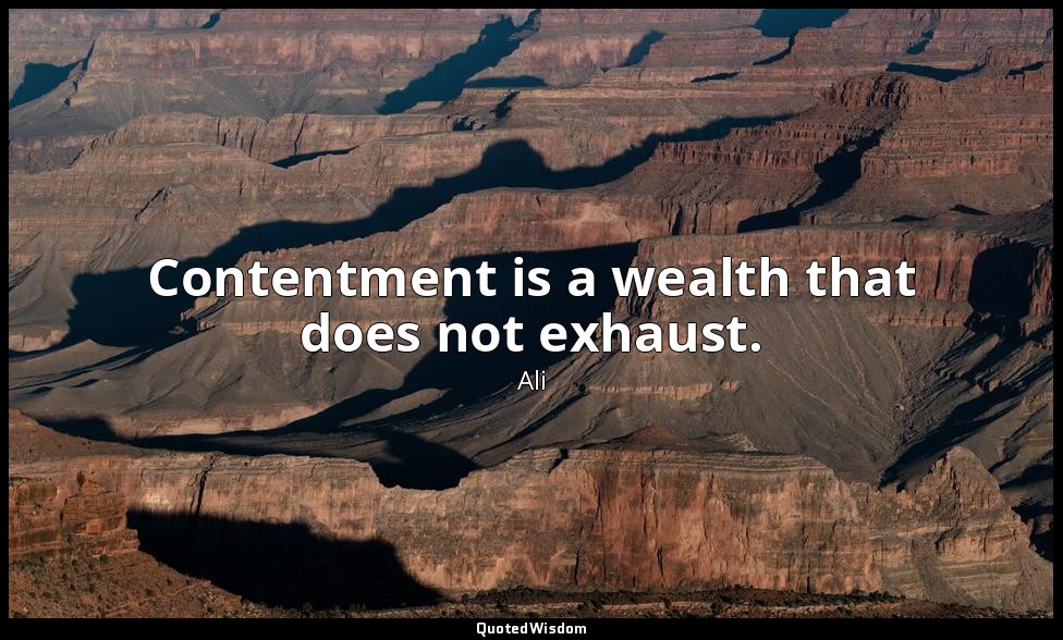 Contentment is a wealth that does not exhaust. — Ali