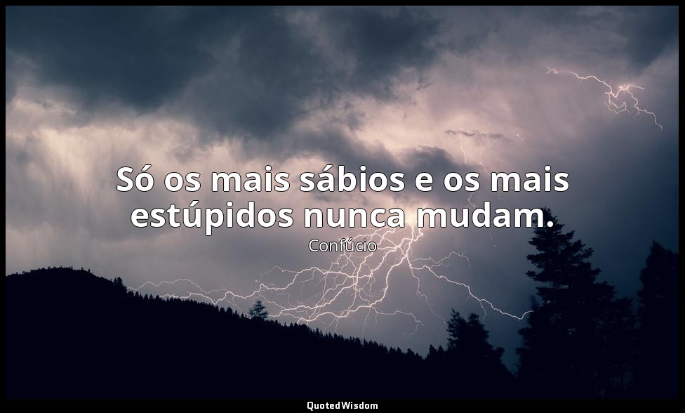 Só os mais sábios e os mais estúpidos nunca mudam. — Confúcio
