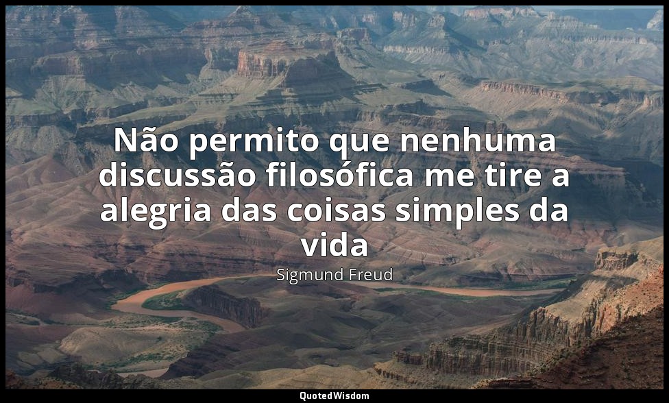 Não permito que nenhuma discussão filosófica me tire a alegria das coisas simple — Sigmund Freud