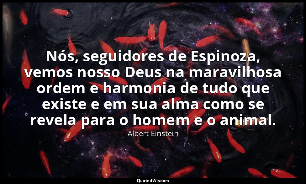 Nós, seguidores de Espinoza, vemos nosso Deus na maravilhosa ordem e harmonia de — Albert Einstein