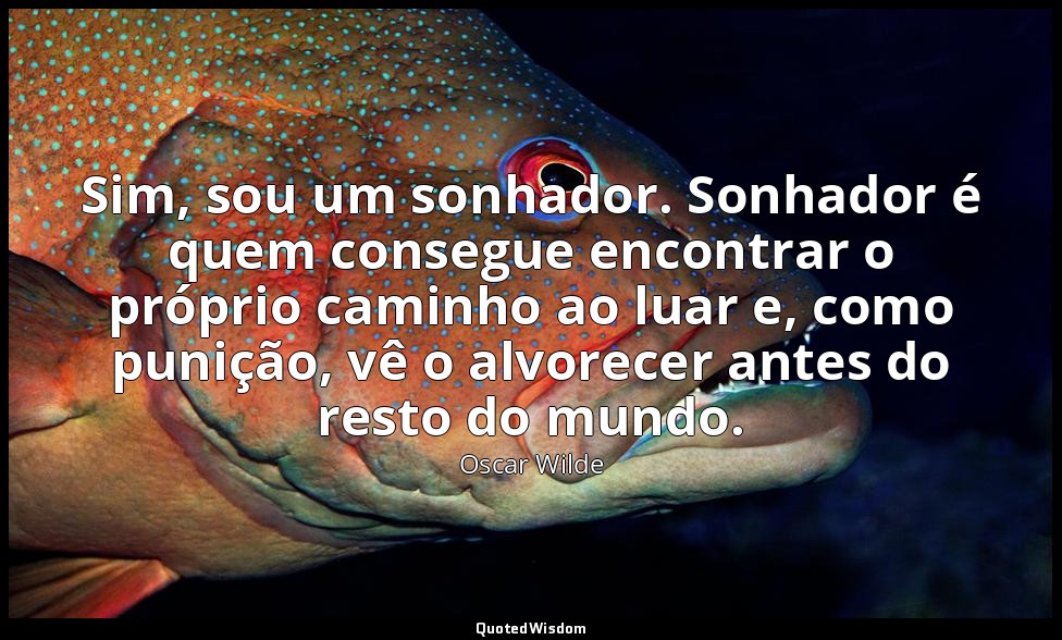 Sim, sou um sonhador. Sonhador é quem consegue encontrar o próprio caminho ao lu — Oscar Wilde