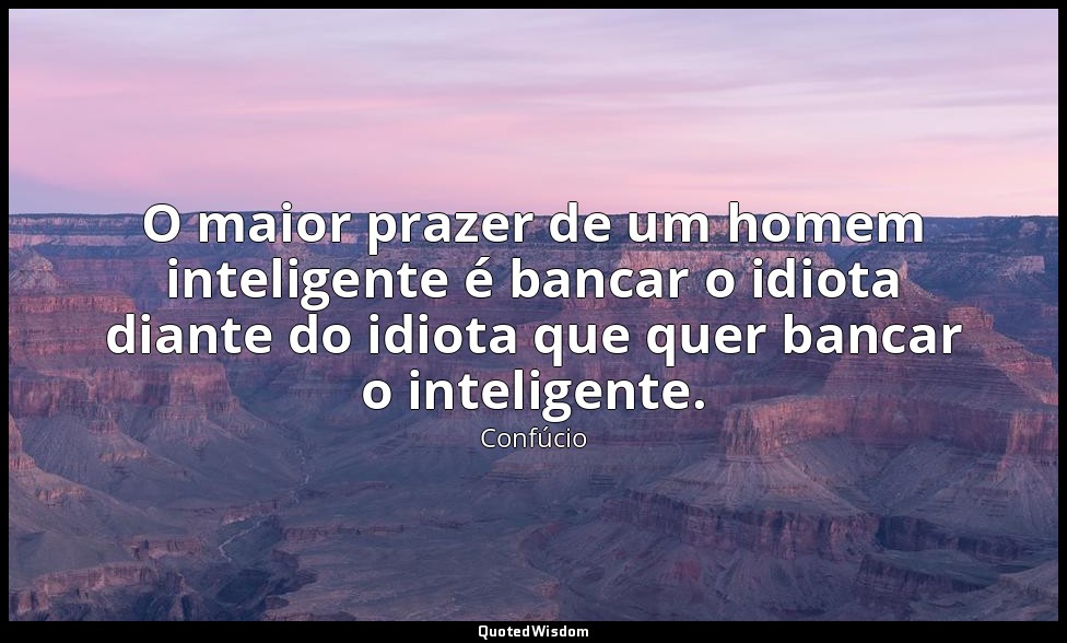 O maior prazer de um homem inteligente é bancar o idiota diante do idiota que qu — Confúcio