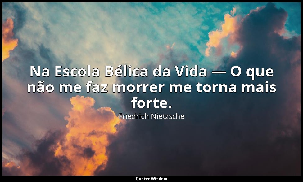 Na Escola Bélica da Vida — O que não me faz morrer me torna mais forte. — Friedrich Nietzsche