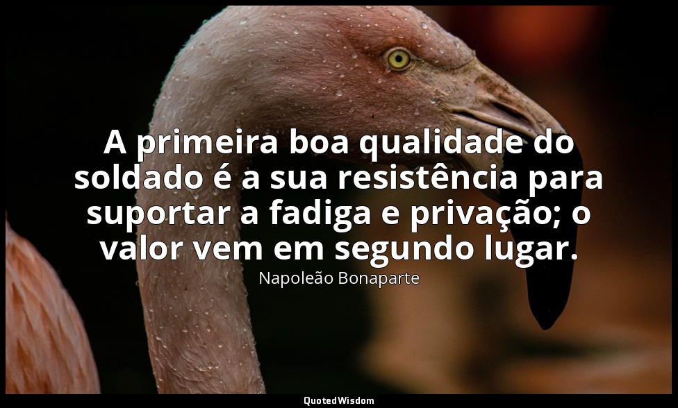 A primeira boa qualidade do soldado é a sua resistência para suportar a fadiga e — Napoleão Bonaparte