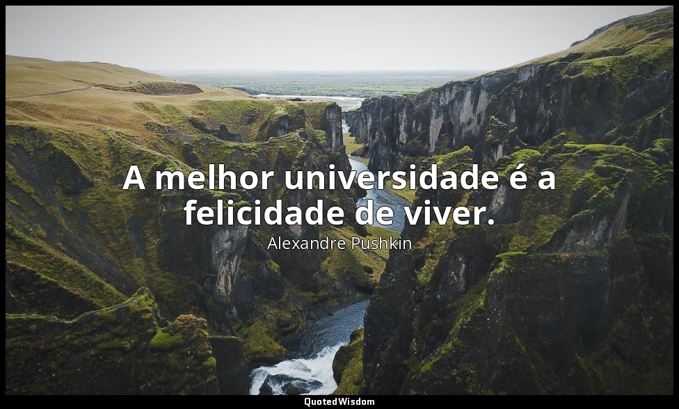 A melhor universidade é a felicidade de viver. — Alexandre Pushkin
