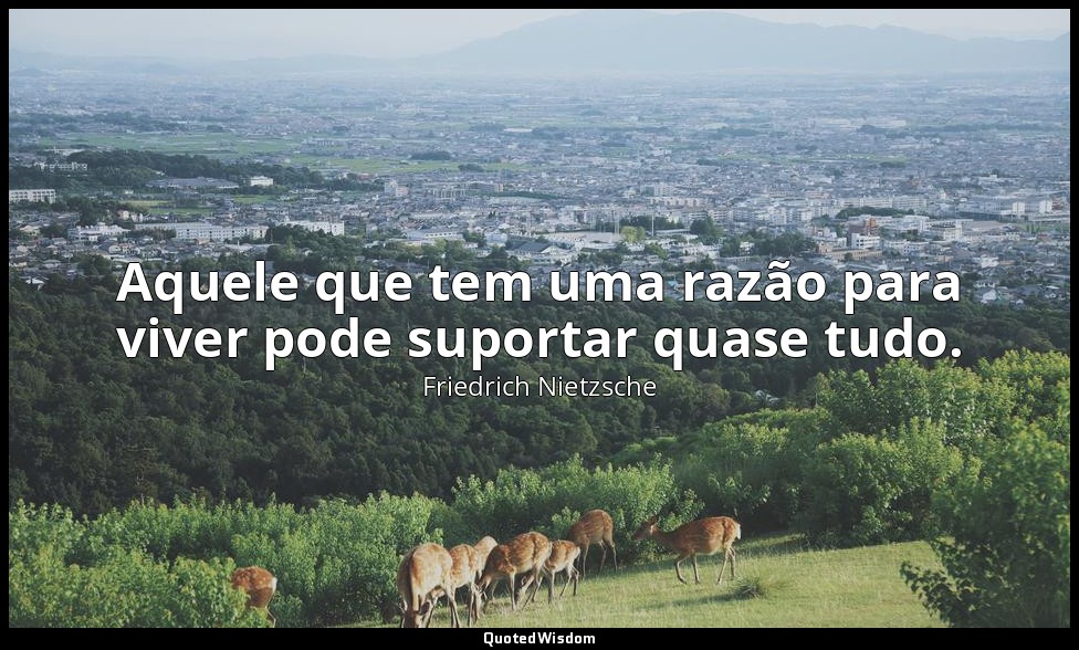 Aquele que tem uma razão para viver pode suportar quase tudo. — Friedrich Nietzsche