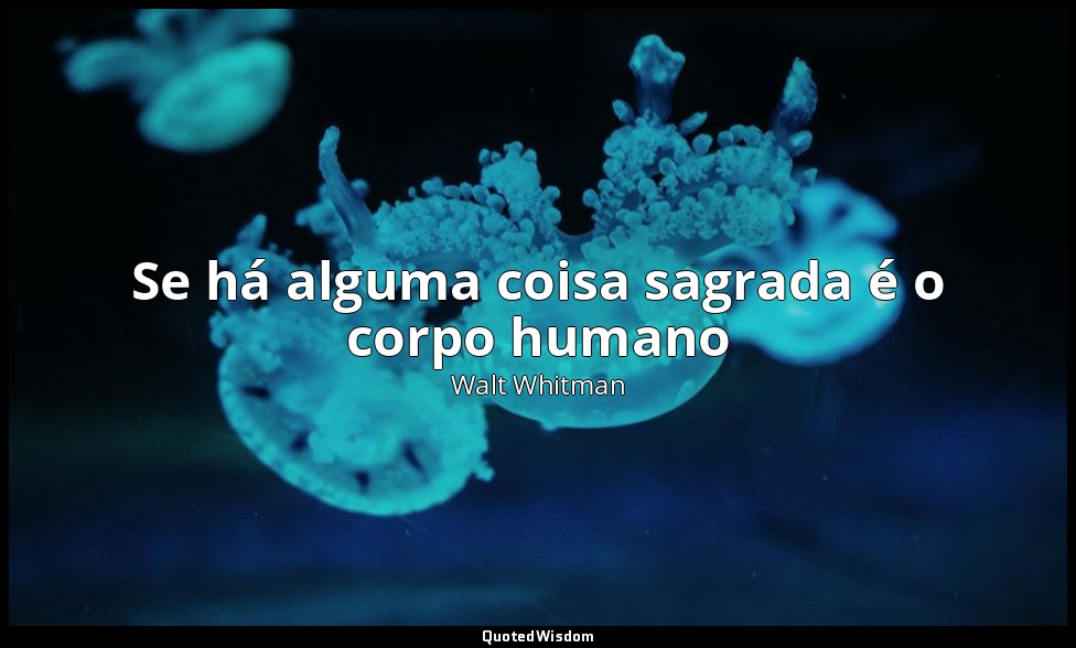 Se há alguma coisa sagrada é o corpo humano — Walt Whitman