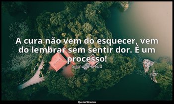 "A cura não vem do esquecer, vem do lembrar sem sentir dor. É um processo!" — Sigmund Freud