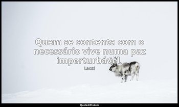 "Quem se contenta com o necessário vive numa paz imperturbável." — Laozi