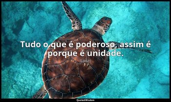 "Tudo o que é poderoso, assim é porque é unidade." — Laozi