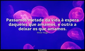 "Passamos metade da vida à espera daqueles que amamos, e outra a deixar os que a — Victor Hugo