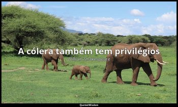 "A cólera também tem privilégios". — William Shakespeare