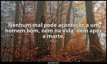 Nenhum mal pode acontecer a um homem bom, nem na vida, nem após a morte. — Platão