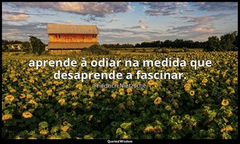 " aprende à odiar na medida que desaprende a fascinar." — Friedrich Nietzsche