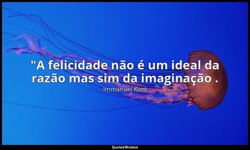 "A felicidade não é um ideal da razão mas sim da imaginação . — Immanuel Kant