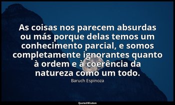 "As coisas nos parecem absurdas ou más porque delas temos um conhecimento parcia — Baruch Espinoza