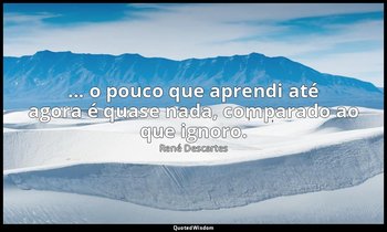 "... o pouco que aprendi até agora é quase nada, comparado ao que ignoro." — René Descartes
