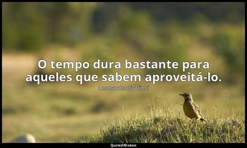 "O tempo dura bastante para aqueles que sabem aproveitá-lo." — Leonardo da Vinci