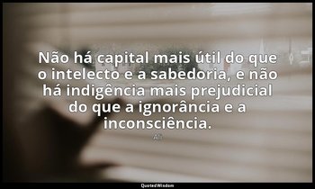 Não há capital mais útil do que o intelecto e a sabedoria, e não há indigência m — Ali