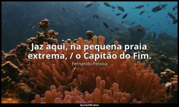 "Jaz aqui, na pequena praia extrema, / o Capitão do Fim." — Fernando Pessoa