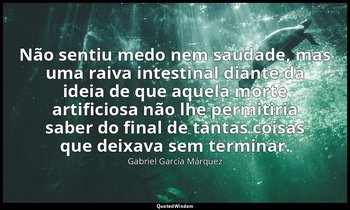 Não sentiu medo nem saudade, mas uma raiva intestinal diante da ideia de que aqu — Gabriel García Márquez