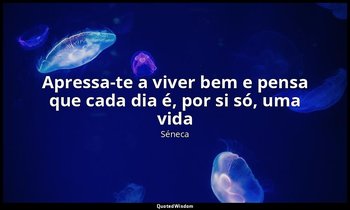 "Apressa-te a viver bem e pensa que cada dia é, por si só, uma vida". — Séneca