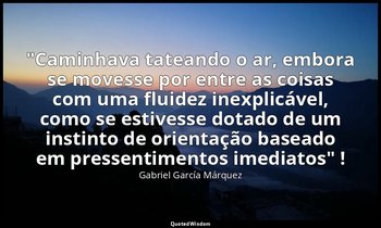 "Caminhava tateando o ar, embora se movesse por entre as coisas com uma fluidez  — Gabriel García Márquez