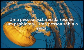 "Uma pessoa esclarecida resolve um problema . Uma pessoa sábia o evita." — Albert Einstein