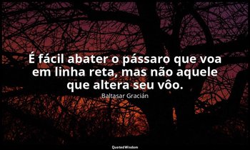 "É fácil abater o pássaro que voa em linha reta, mas não aquele que altera seu v — Baltasar Gracián