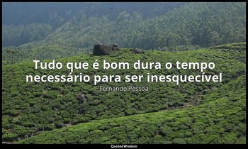 "Tudo que é bom dura o tempo necessário para ser inesquecível" — Fernando Pessoa