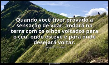 "Quando você tiver provado a sensação de voar, andará na terra com os olhos volt — Leonardo da Vinci