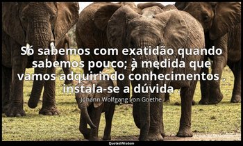 "Só sabemos com exatidão quando sabemos pouco; à medida que vamos adquirindo con — Johann Wolfgang von Goethe