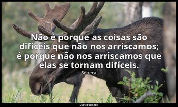"Não é porque as coisas são difíceis que não nos arriscamos; é porque não nos ar — Séneca