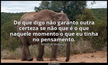 "Do que digo não garanto outra certeza se não que é o que naquele momento o que  — Michel de Montaigne