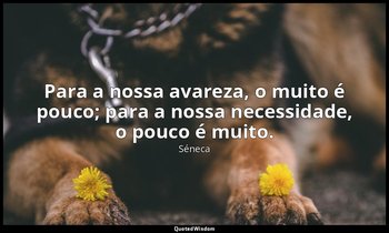 "Para a nossa avareza, o muito é pouco; para a nossa necessidade, o pouco é muit — Séneca