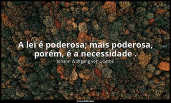 "A lei é poderosa; mais poderosa, porém, é a necessidade ." — Johann Wolfgang von Goethe