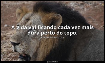 "A vida vai ficando cada vez mais dura perto do topo." — Friedrich Nietzsche