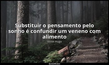 "Substituir o pensamento pelo sonho é confundir um veneno com alimento ". — Victor Hugo