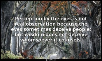 Perception by the eyes is not real observation because the eyes sometimes deceiv — Ali
