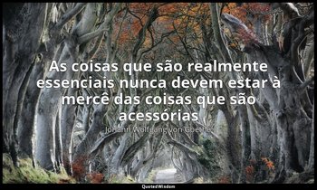 "As coisas que são realmente essenciais nunca devem estar à mercê das coisas que — Johann Wolfgang von Goethe