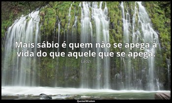 "Mais sábio é quem não se apega à vida do que aquele que se apega." — Laozi