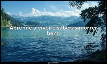 "Aprende a viver e saberás morrer bem." — Confúcio