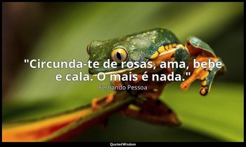 "Circunda-te de rosas, ama, bebe e cala. O mais é nada." (Em Odes de Ricardo Rei — Fernando Pessoa