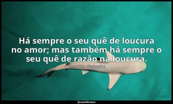 "Há sempre o seu quê de loucura no amor; mas também há sempre o seu quê de razão — Friedrich Nietzsche