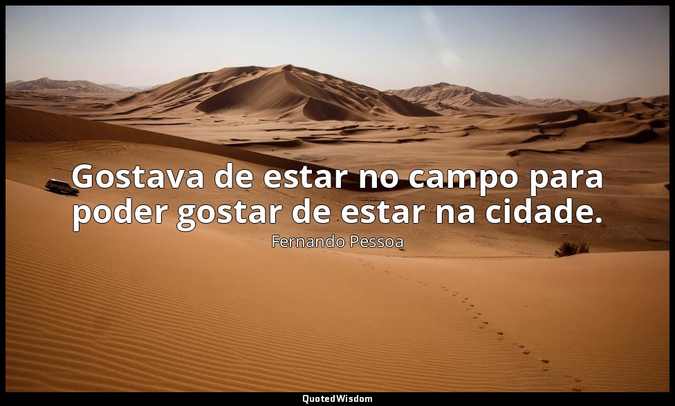 Gostava de estar no campo para poder gostar de estar na cidade. — Fernando Pessoa