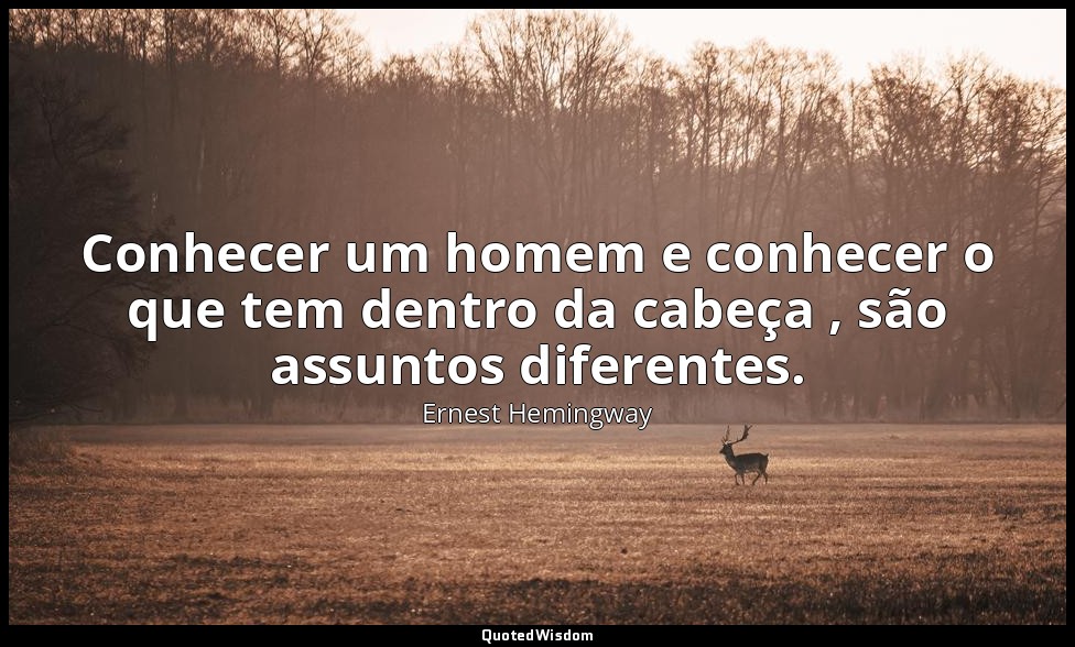 Conhecer um homem e conhecer o que tem dentro da cabeça , são assuntos diferente — Ernest Hemingway