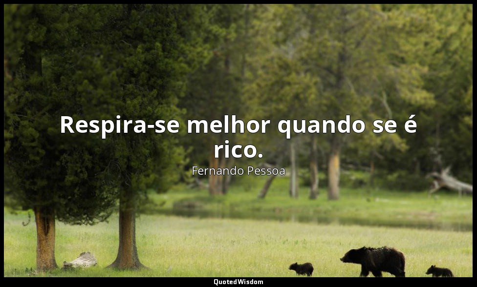 Respira-se melhor quando se é rico. — Fernando Pessoa