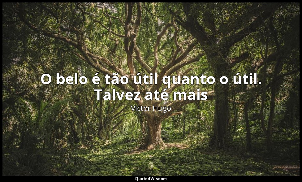 O belo é tão útil quanto o útil. Talvez até mais — Victor Hugo