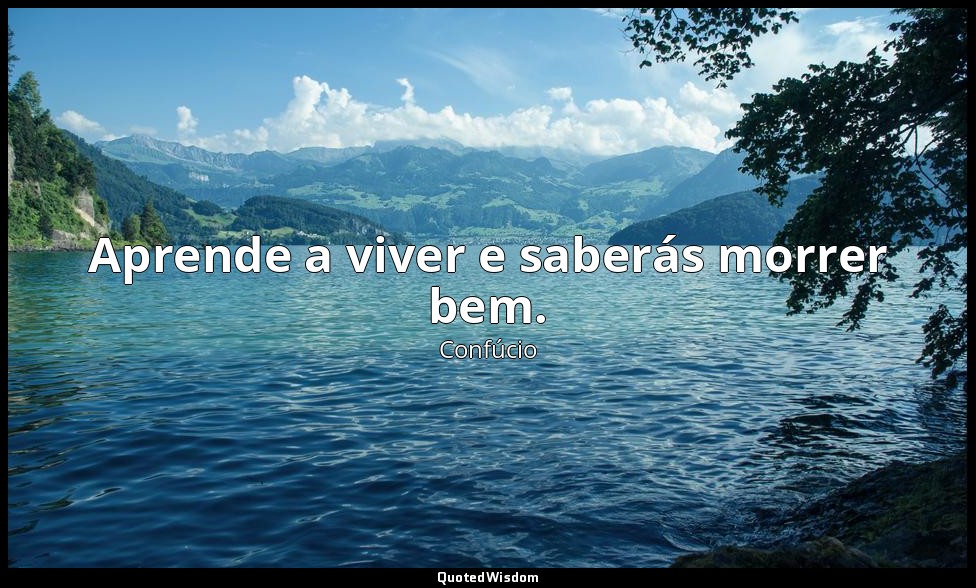 Aprende a viver e saberás morrer bem. — Confúcio